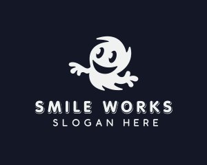 Smiling Spooky Ghost logo design