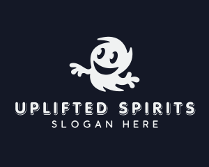 Smiling Spooky Ghost logo design