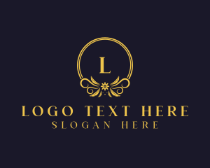 Gold Floral Wreath logo