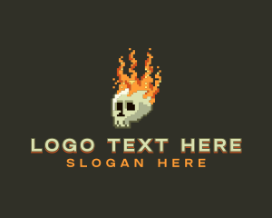 Pixel Flaming Skull logo