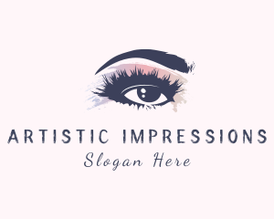 Watercolor Eye Brush logo design