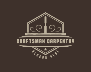 Carpenter Woodworking Chisel logo design