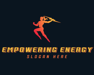 Woman Thunderbolt Energy logo design