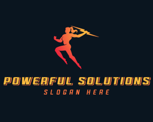 Woman Thunderbolt Energy logo design