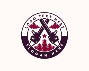 Chainsaw Wood Logging Logo