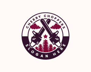 Chainsaw Wood Logging logo design