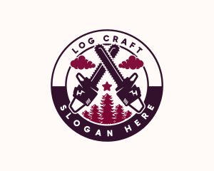 Chainsaw Wood Logging logo design