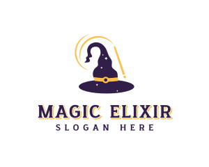 Magic Wand Wizard Hat logo design