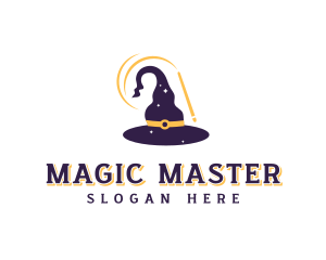 Magic Wand Wizard Hat logo design