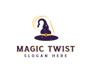 Magic Wand Wizard Hat logo design