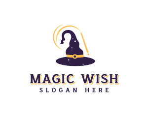 Magic Wand Wizard Hat logo design