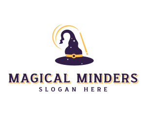 Magic Wand Wizard Hat logo design