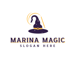 Magic Wand Wizard Hat logo design