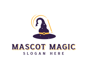 Magic Wand Wizard Hat logo design