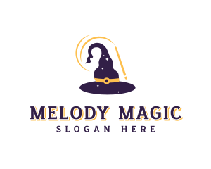 Magic Wand Wizard Hat logo design