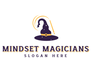 Magic Wand Wizard Hat logo design