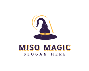 Magic Wand Wizard Hat logo design