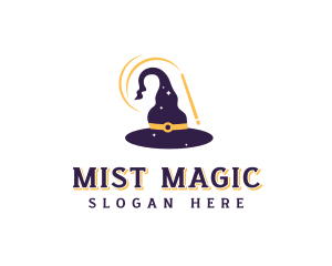 Magic Wand Wizard Hat logo design