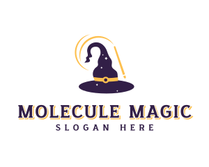 Magic Wand Wizard Hat logo design