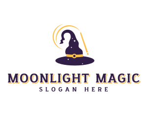 Magic Wand Wizard Hat logo design