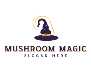 Magic Wand Wizard Hat logo design