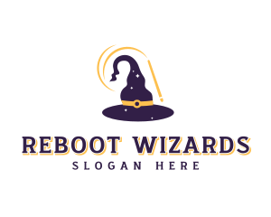 Magic Wand Wizard Hat logo design