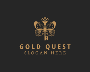 Gold Butterfly Key logo design