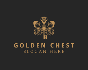 Gold Butterfly Key logo design