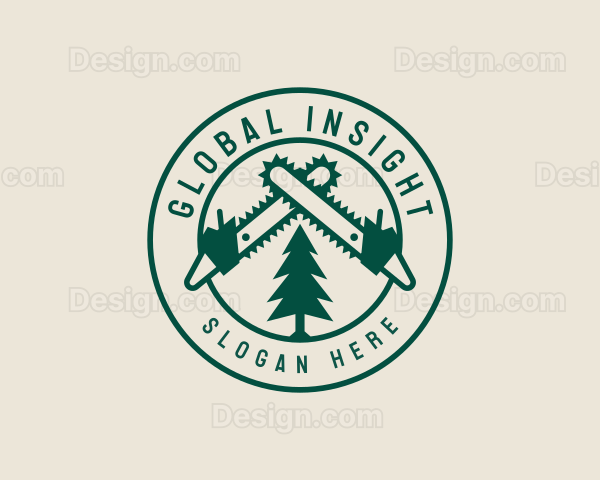 Chainsaw Tree Logging Logo