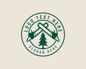 Chainsaw Tree Logging Logo