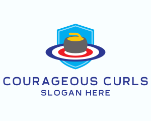 Ice Curling Shield logo design