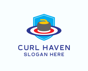 Ice Curling Shield logo design