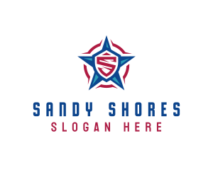 American Patriotic Star Letter S logo design