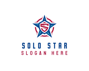 American Patriotic Star Letter S logo design