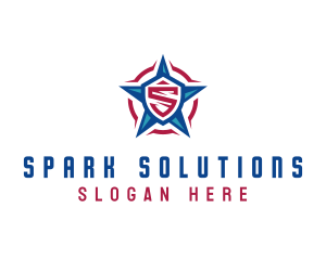 American Patriotic Star Letter S logo design