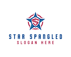 American Patriotic Star Letter S logo design