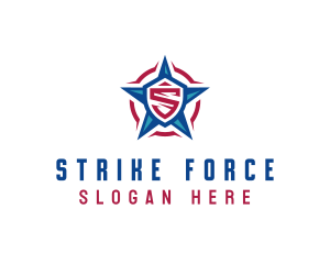 American Patriotic Star Letter S logo design