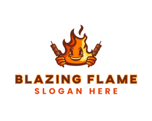 Smoked Flaming Bbq Grill logo design