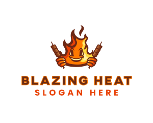 Smoked Flaming Bbq Grill logo design