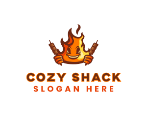 Smoked Flaming Bbq Grill logo design