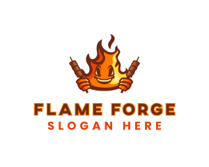 Smoked Flaming Bbq Grill logo design