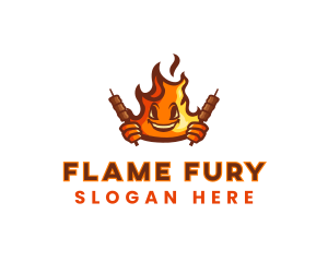 Smoked Flaming Bbq Grill logo design