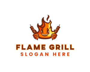 Smoked Flaming Bbq Grill logo design