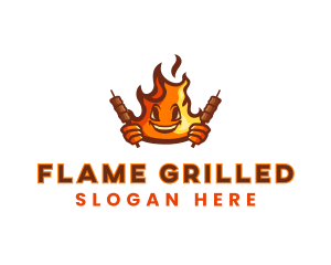 Smoked Flaming Bbq Grill logo design