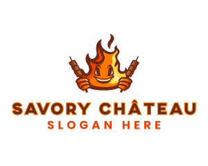 Smoked Flaming Bbq Grill logo design