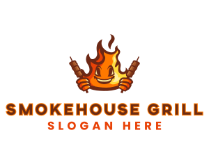 Smoked Flaming Bbq Grill logo design