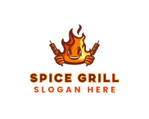 Smoked Flaming Bbq Grill logo design