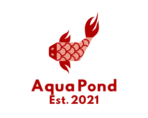 Red Koi Fish  logo design