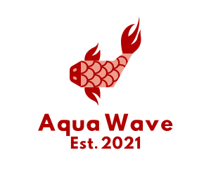 Red Koi Fish  logo design