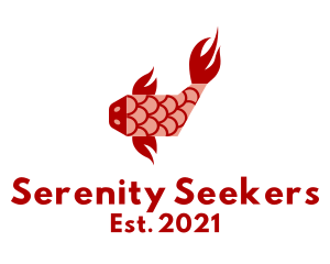 Red Koi Fish  logo design